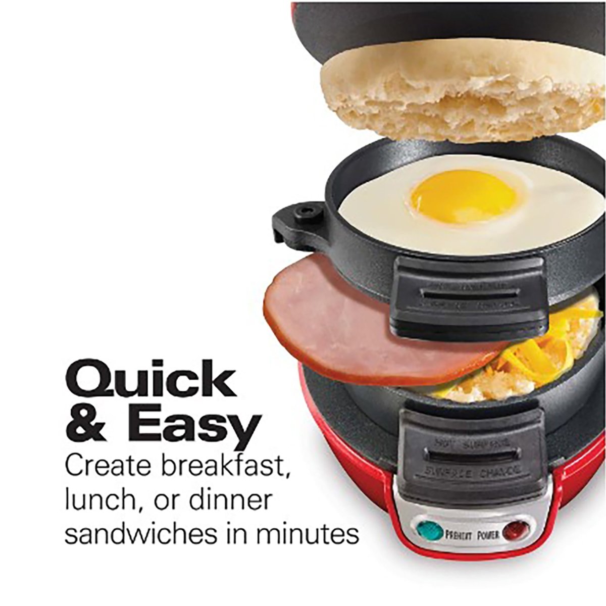 Hamilton Beach Breakfast Sandwich Maker, Red