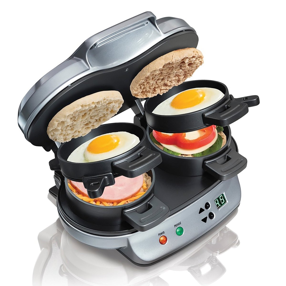 Hamilton Beach Dual Breakfast Sandwich Maker, Silver