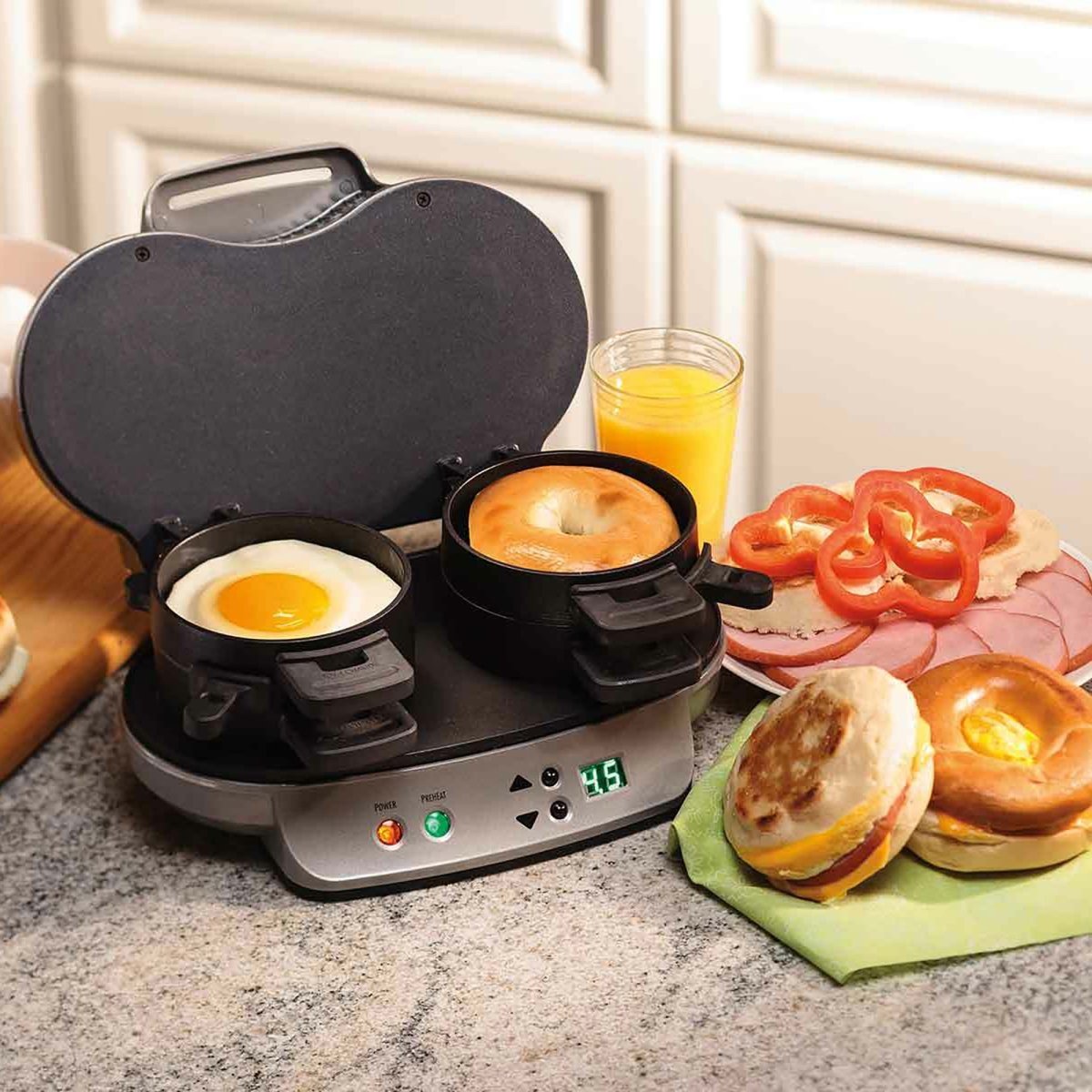 Hamilton Beach Dual Breakfast Sandwich Maker, Silver