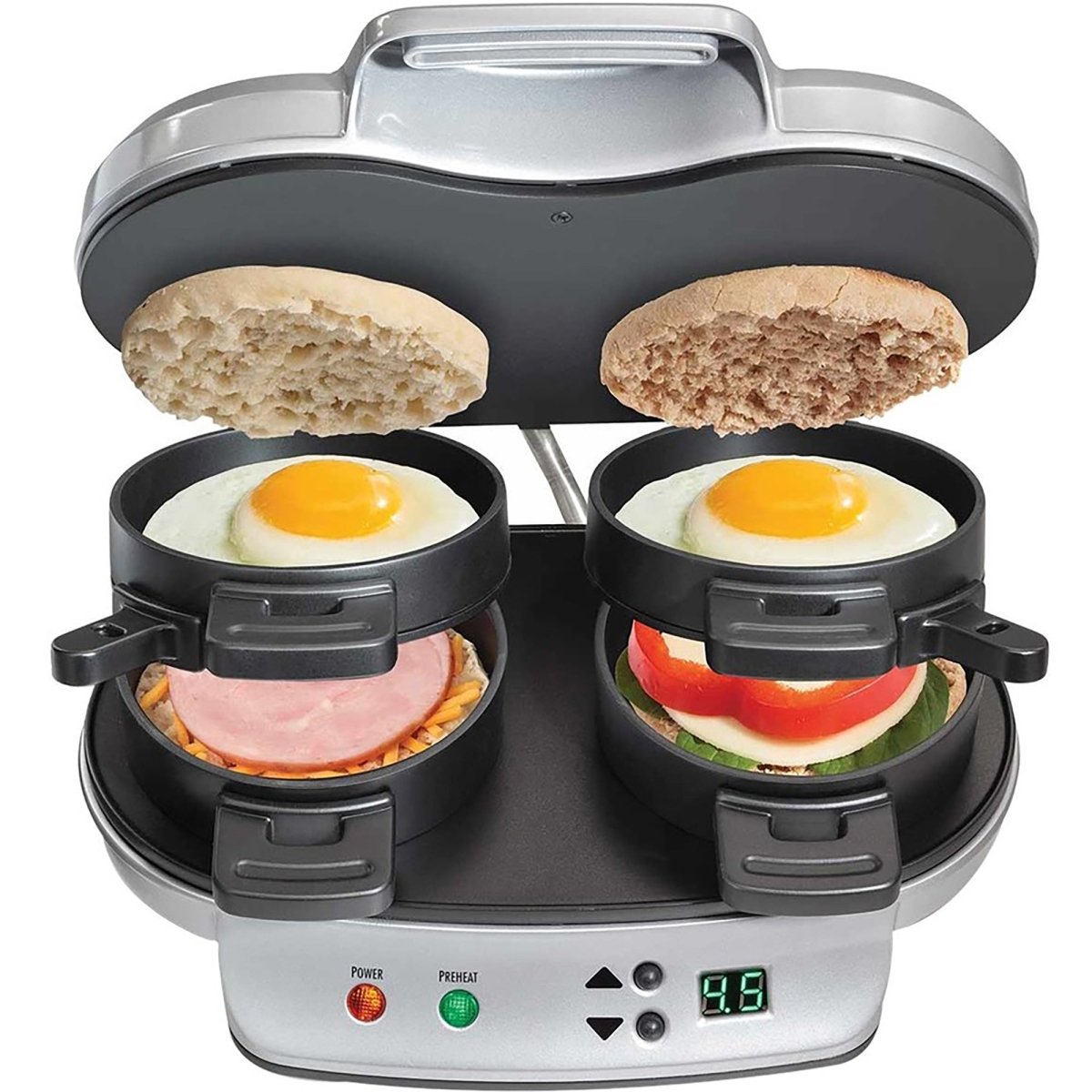 Hamilton Beach Dual Breakfast Sandwich Maker, Silver