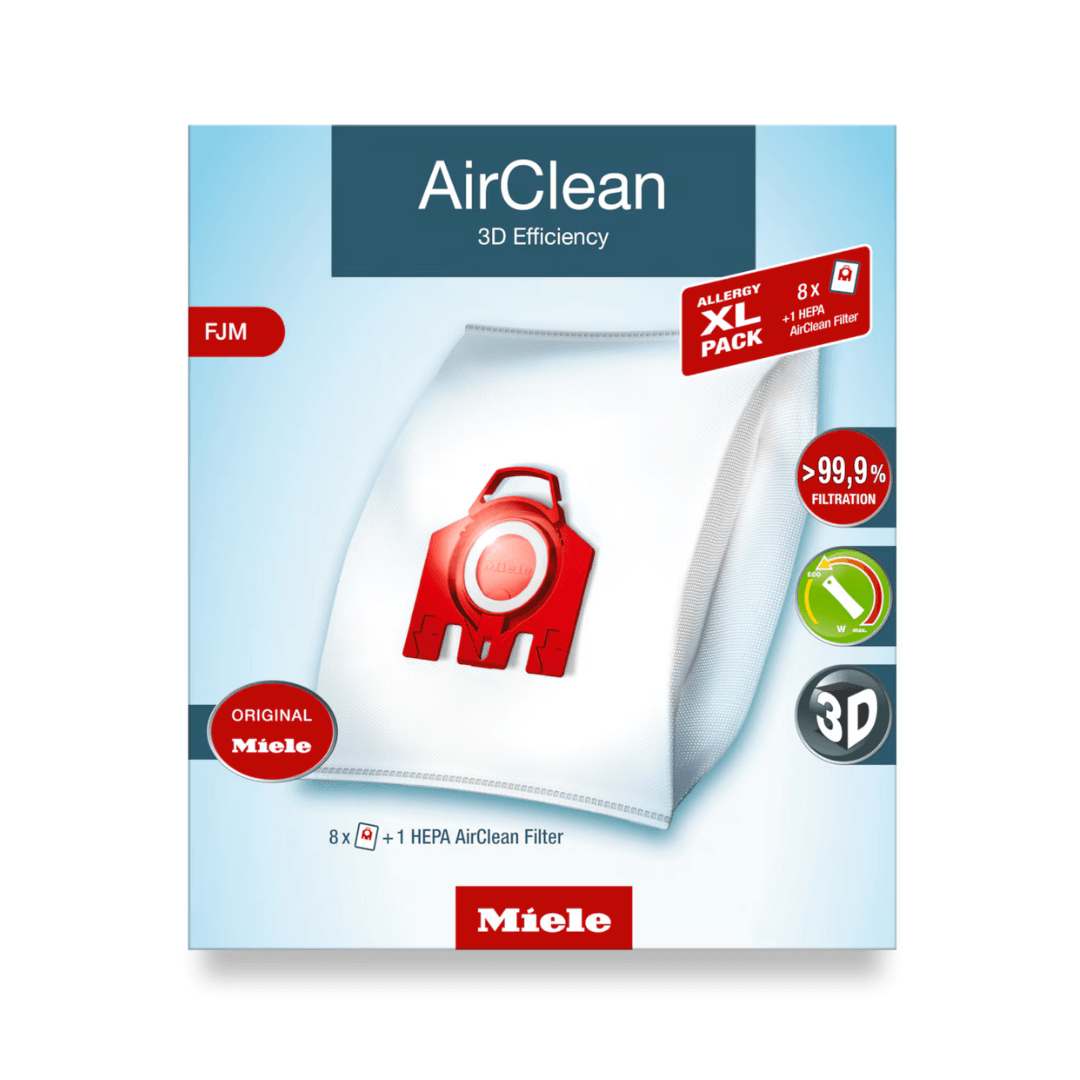 Miele XL-Pack AirClean 3D Efficiency FJM, Allergy (8 FJM Bags, HA50 HEPA Filter)