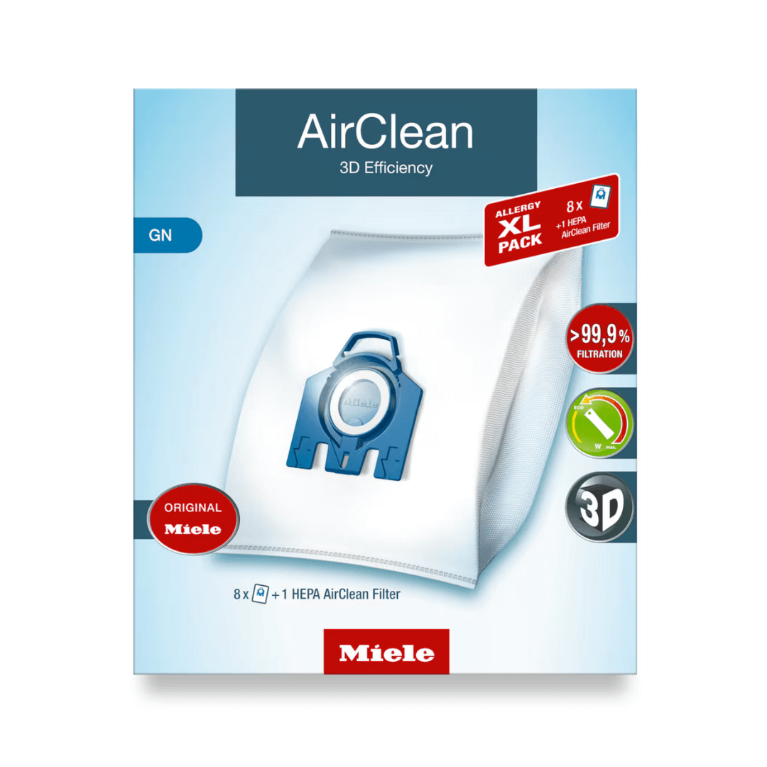 Miele XL-Pack AirClean 3D Efficiency GN, Allergy (8 GN Bags, HA50 HEPA Filter)